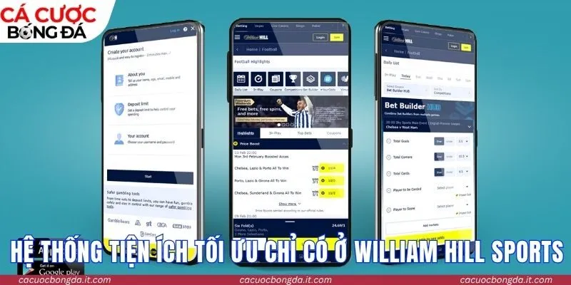 Hệ thống tiện ích tối ưu chỉ có ở William Hill Sports